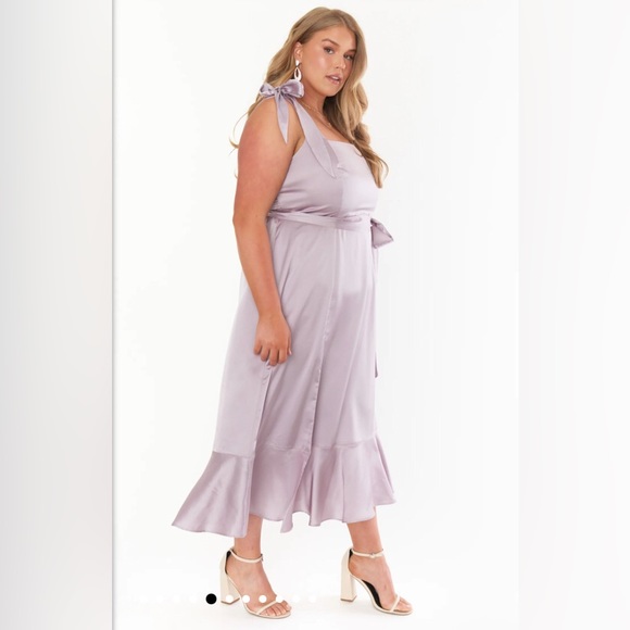NWOT Show Me Your Mumu Claire Midi Dress in Dusty Purple Luxe Satin Size XXL - Picture 3 of 7